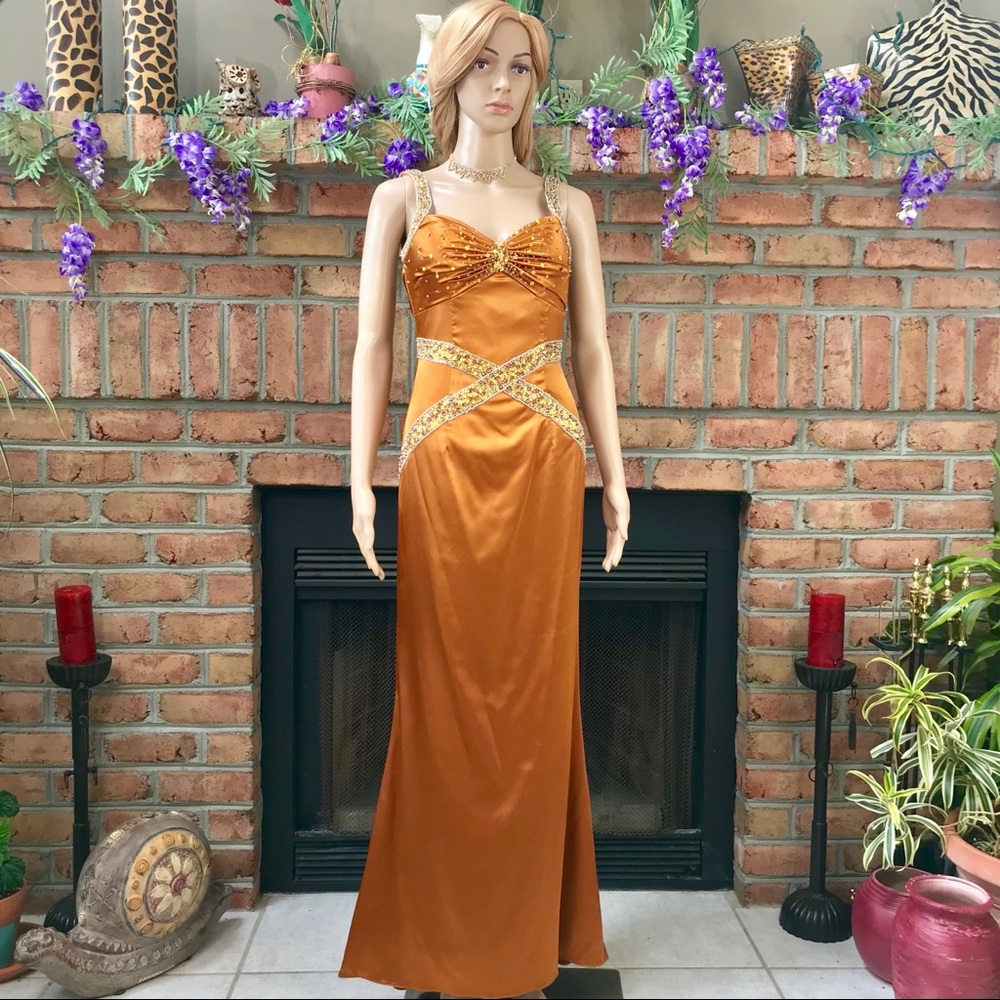 ⭐️PROM DRESS⭐️ Metallic Gold Sequined Formal Gown